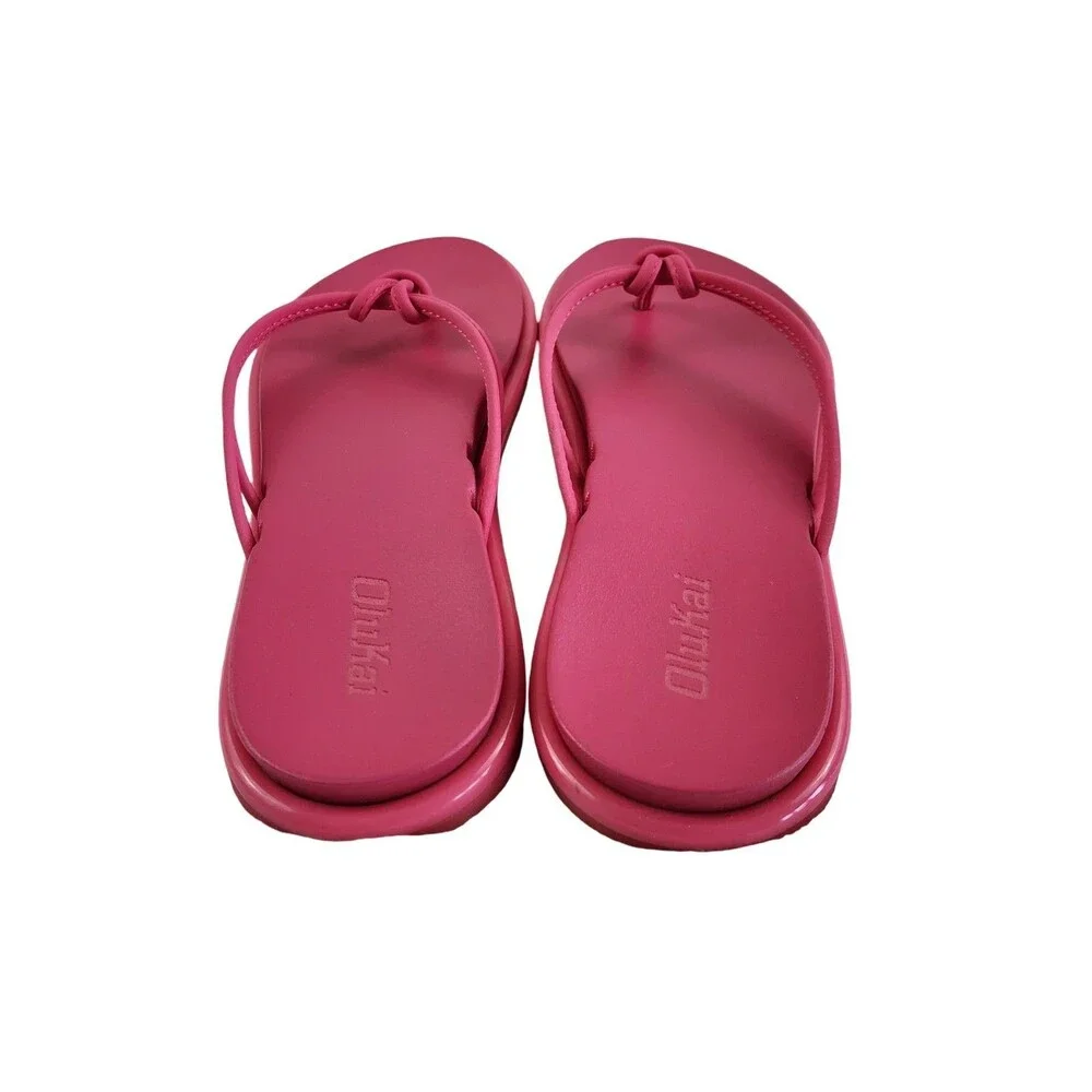OluKai Aka Pink Plumeria Flip Flop Sandals Womens Size 7 EUC Water Friendly